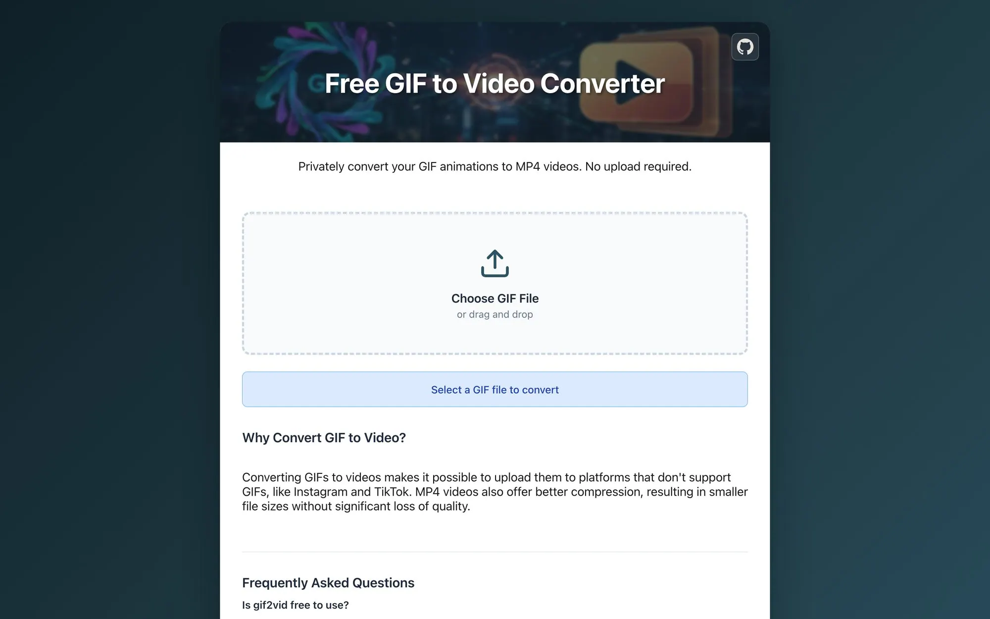 The Gif2Vid converter