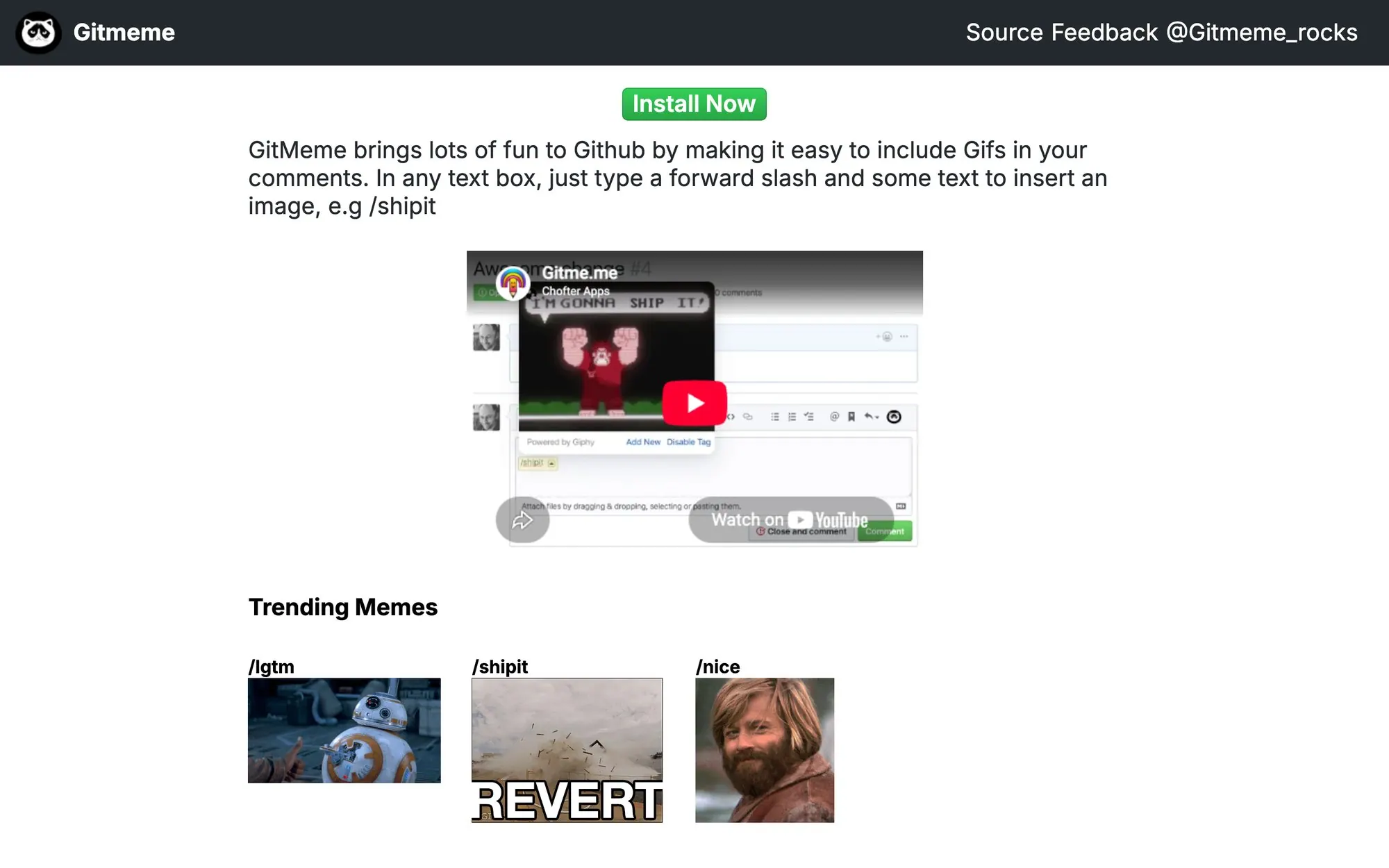 The GitMeme site and trending memes