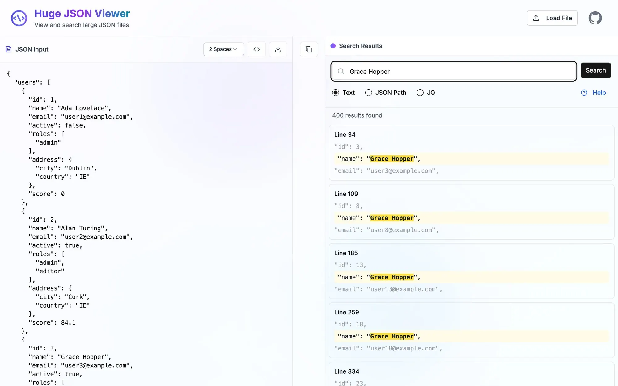 Searching a 2,000-record JSON file