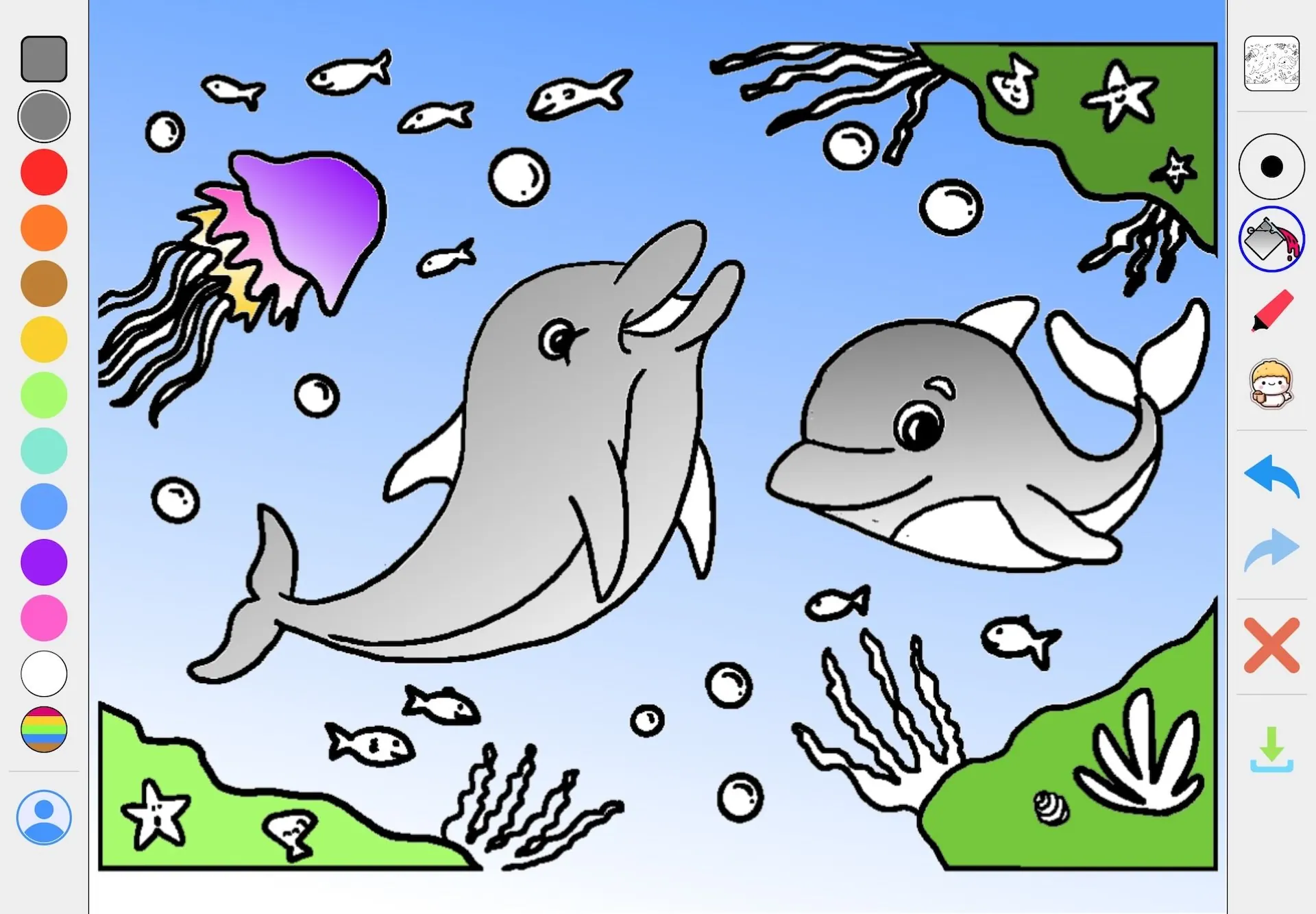 Colouring a picture in Kidz Fun Art